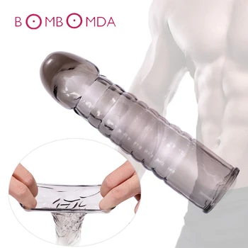 Cockring préservatif réutilisable avec pointe pointillé manchon de pénis pour hommes gode gaine préservatifs Extender manchon pénis coq couverture Sex Toys