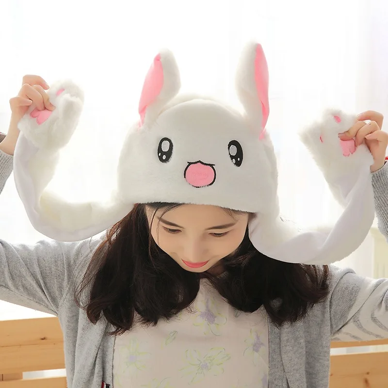

Shaking Voice Network Red Rabbit Ear Moving Hat Cute Plush Warm Hat Air Bag Pinch Ear Rabbit Eared Hat