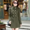Женское осенне-зимнее ТРАПЕЦИЕВИДНОЕ пальто-юбка размера плюс, двубортное тонкое однотонное пальто средней длины, женские куртки ► Фото 1/5