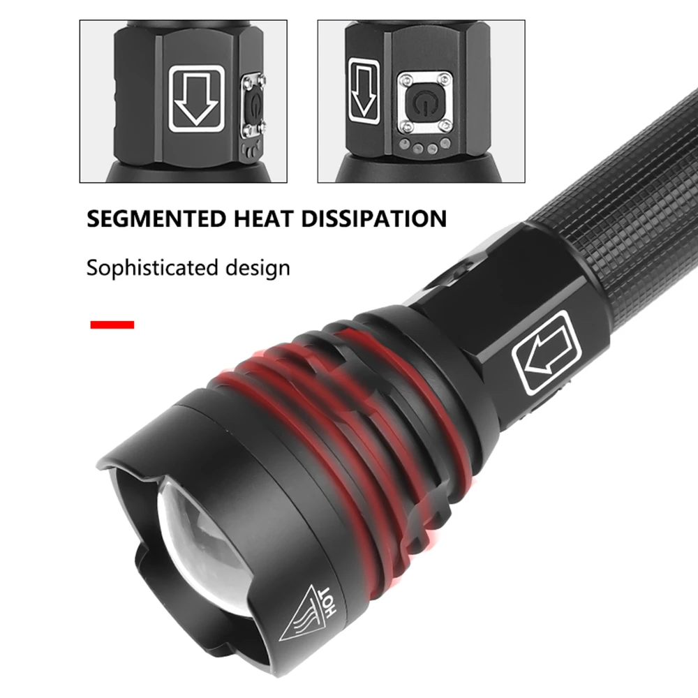 Супер яркий XHP90/70 2 светодиодный фонарик супер мощный фонарь USB Zoom лампа 18650 26650