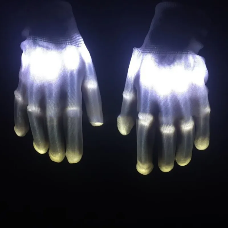 1 пара Хэллоуин цветные светодиодные перчатки Rave светильник Finger светильник ing мигающие перчатки скелетная перчатка вечерние принадлежности