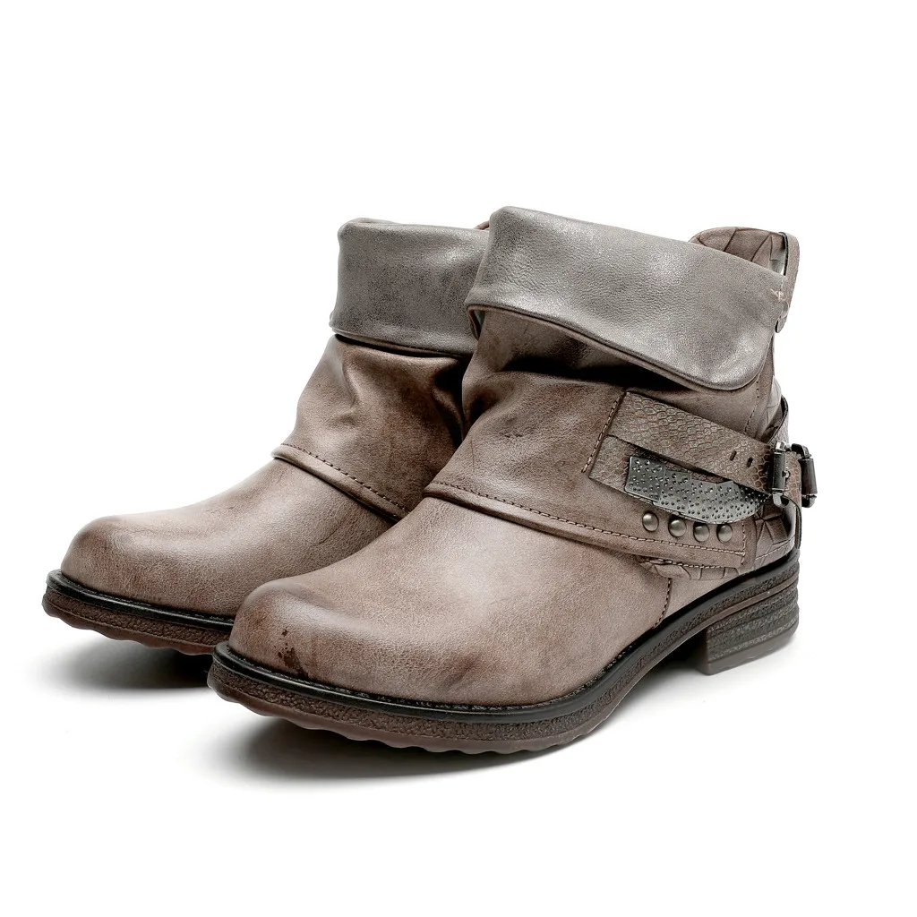 

Winter Boots Women Round Toe Low-Heeled Boots Women Shoes Ladies Casual Buckle Strap Ankle boots botas mujer invierno 2019 #1017