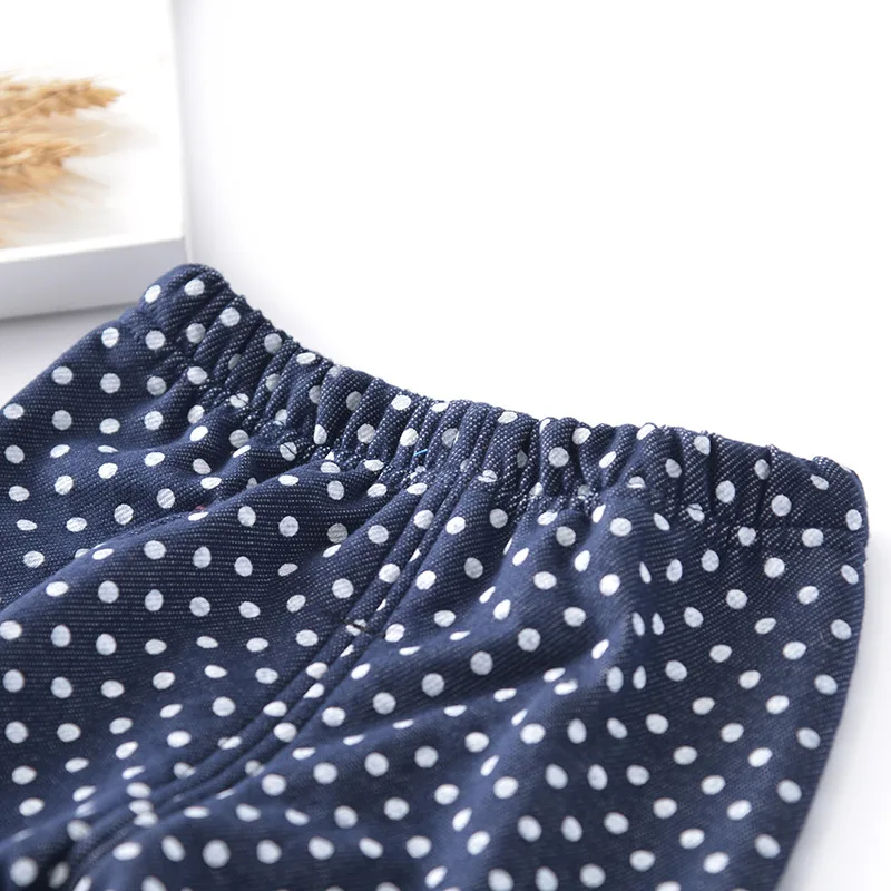 bailiwieni Autumn And Winter Girls Full Printed Dotted Leggings Double Layer plus Velvet Trousers