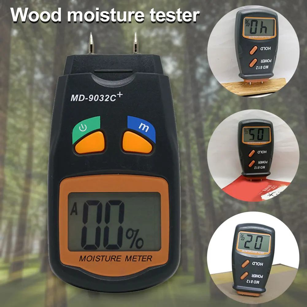Digital Wood Moisture Meter 2 Pins Damp Detector Battery Powered Analyzer Humidity Tester LCD Display Measuring Tool Hygrometer