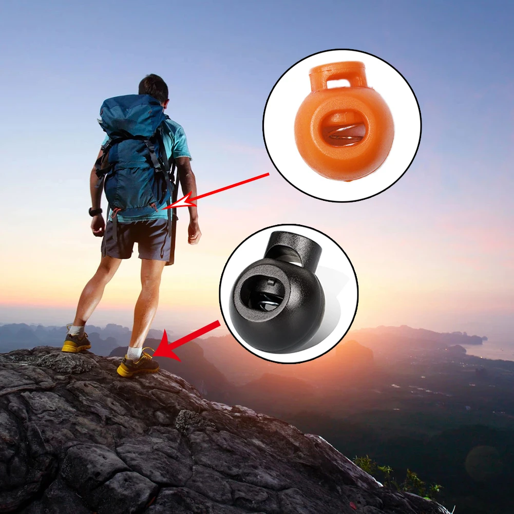 Cord Lock Stoppers 10pcs Spring Stop Toggle Clip Round Ball Plastic For Paracord Shoelace Rope DIY