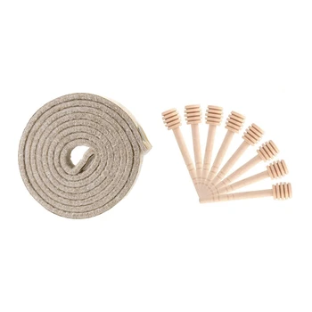 

1 Pcs Self-Stick Heavy Duty Felt Strip Roll & 50Pcs Honey Spoons Wooden Baton Natural Household Blender
