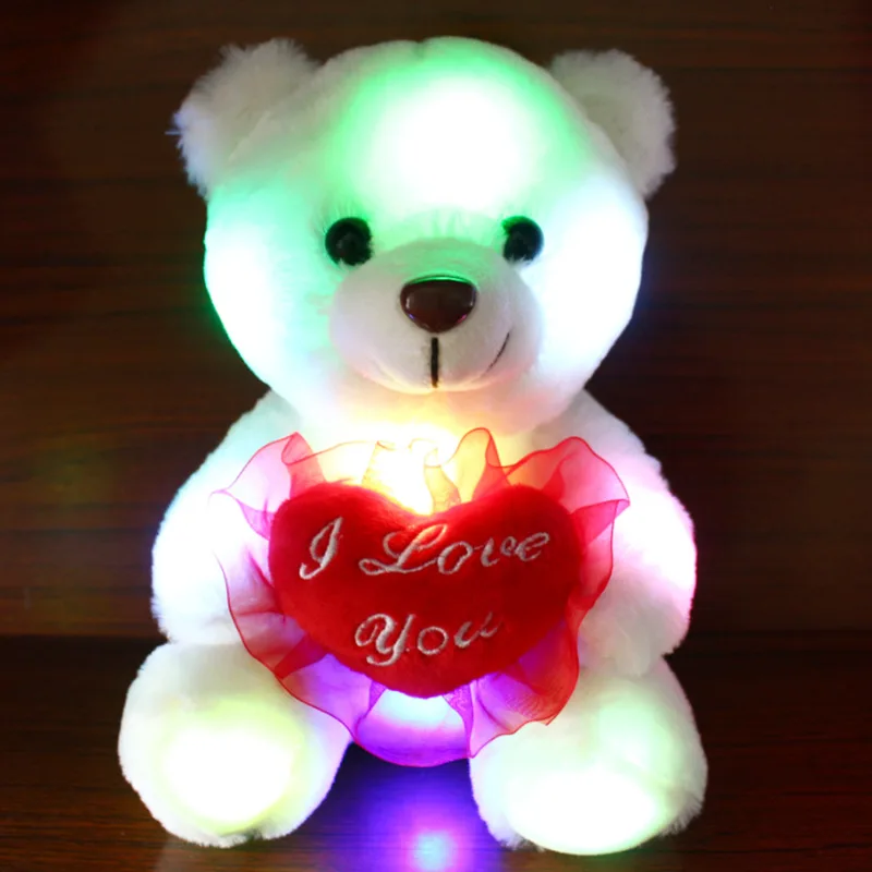 

22CM 12Seconds Sound Recording Colorful Luminous Glowing Plush Baby Toy LED Lighting Stuffed Bear 2019ing