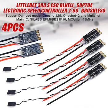 

4Pcs FVT 30A-S Brushless ESC BLHeli-S OPTO 2-6S Supports Mulitshot Oneshot42 OneShot125 MSU88