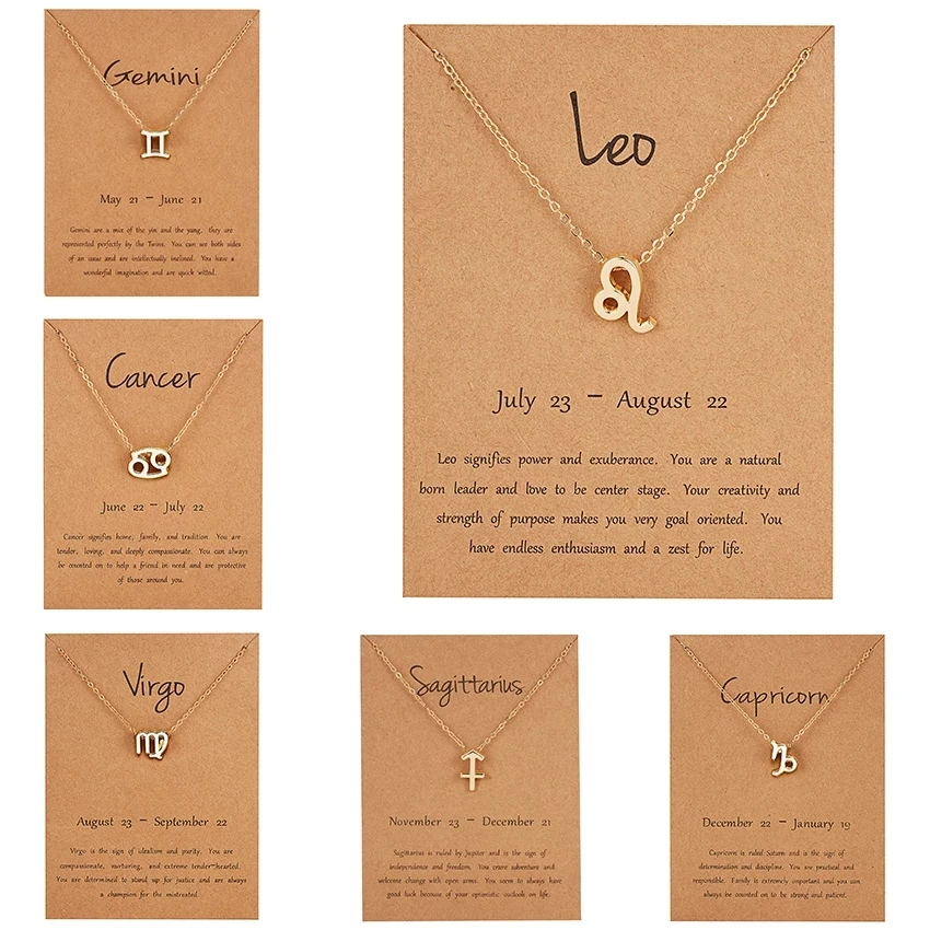 Popular Symbol Version Twelve Constellations Necklace Women Geometric Zodiac Pendant Gold Choker Necklaces Jewelry For Girls | Украшения и