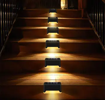 

4 Pcs LED Solar Stairs Lights Outdoor Waterproof Garden Pathway Courtyard Patio Steps Fence Lamps