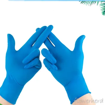 

10pcs Wear-resistant Disposable Blue Nitrile Glove No Powder Gardening Gloves Thickening Rubber Nitrile Textured Gloves for Home