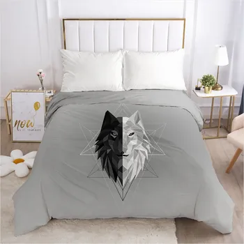 

3D Design Wolf Pattern Gray Duvet Covers Comforter Case Quilt Cover Bed Linen Bedding Bag Sets King Queen Full Size Home Textile