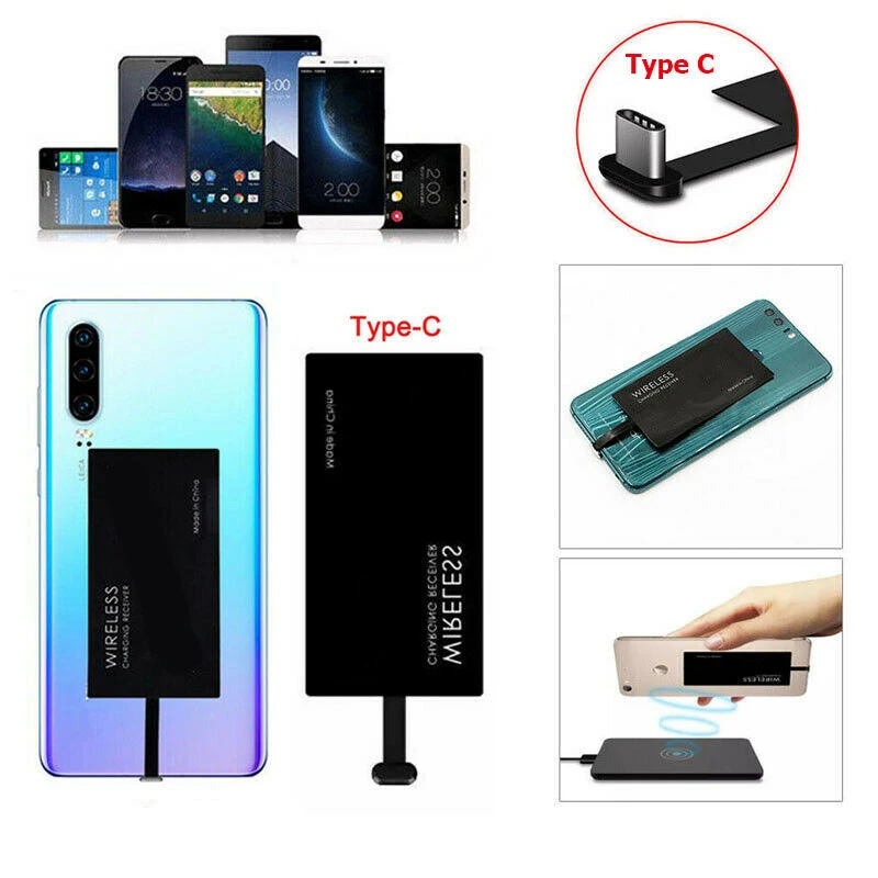 Беспроводной зарядный приемник Type C для мобильного телефона Android ультра тонкий USB