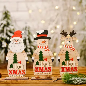 

FENGRISE Wooden Santa Claus Snowman Ornaments Merry Christmas Decoration for Home Xmas Gifts Navidad 2020 Happy New Year 2021