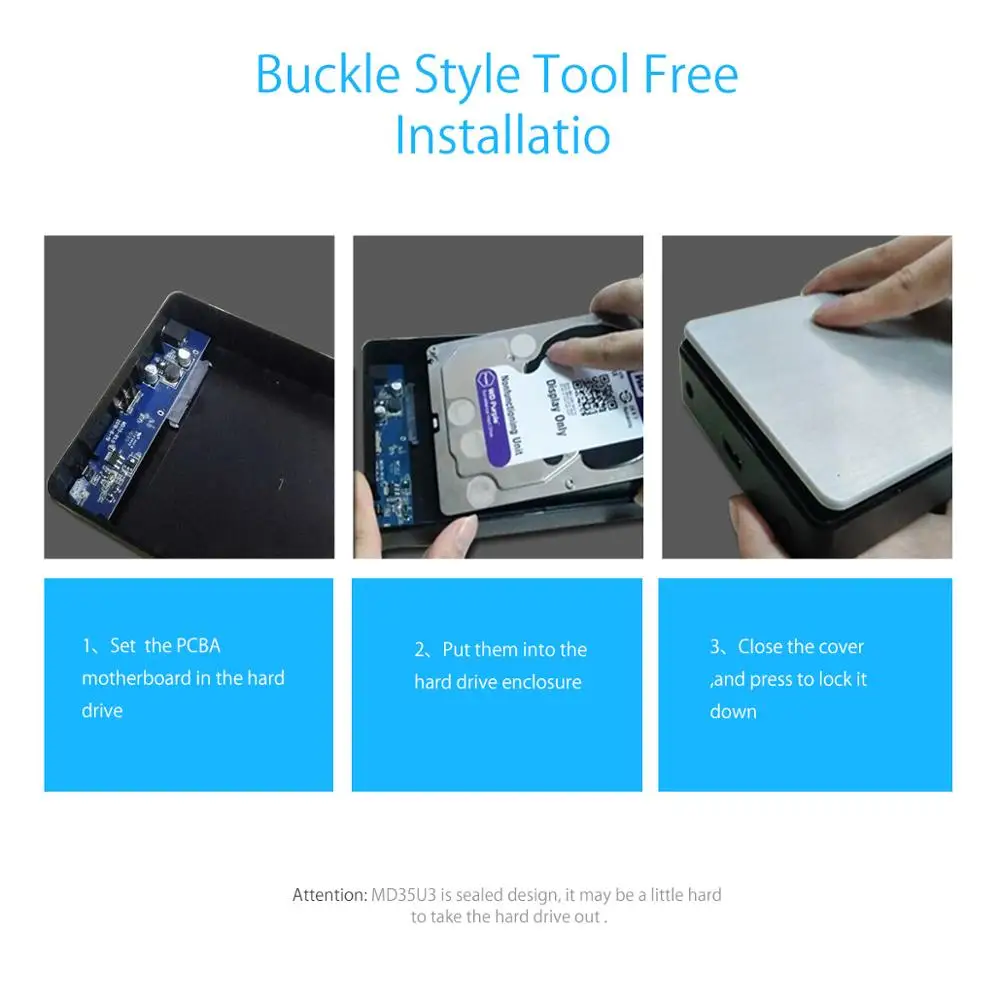ORICO 3.5 inch SATA to USB C External Hard Drive Enclosure Type-C USB3.1HDD Case Aluminum For 8TB HDD SSD With 12V Power Adapter