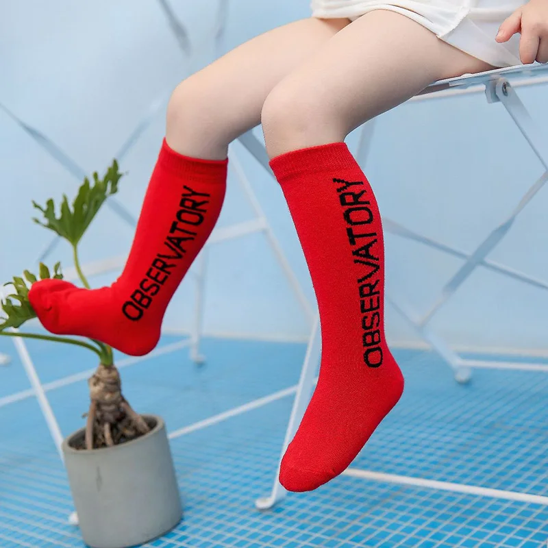 Fashion Letters Cotton Soft Warm Winter Children's Socks Knee-high For Girls Boys Slip Resistant Toddler Long Sport Ankle Casual