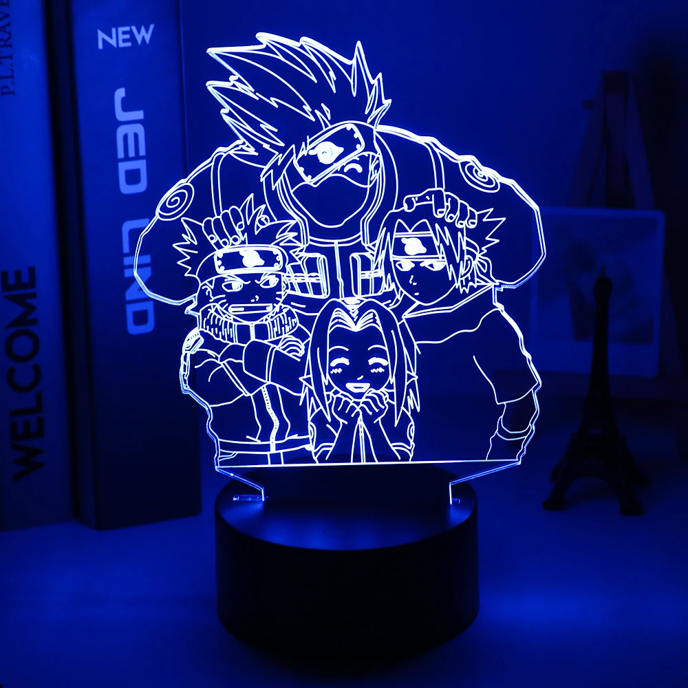 Аниме Наруто Uzumaki детский светодиодный ночной Светильник Team 7 Kakashi Hatake Декор для