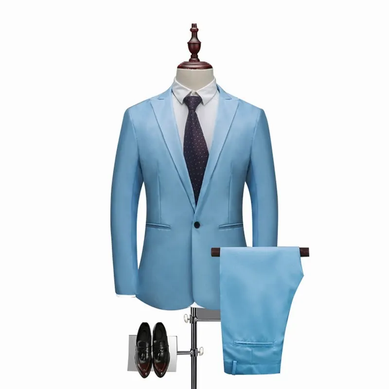 C4 Комплект из 2 предметов, блейзер и брюки, роскошный костюм Homme, мужские деловые официальные однотонные костюмы, мужские повседневные тонкие костюмы размера плюс 3XL, свадебные костюмы - Цвет: C4