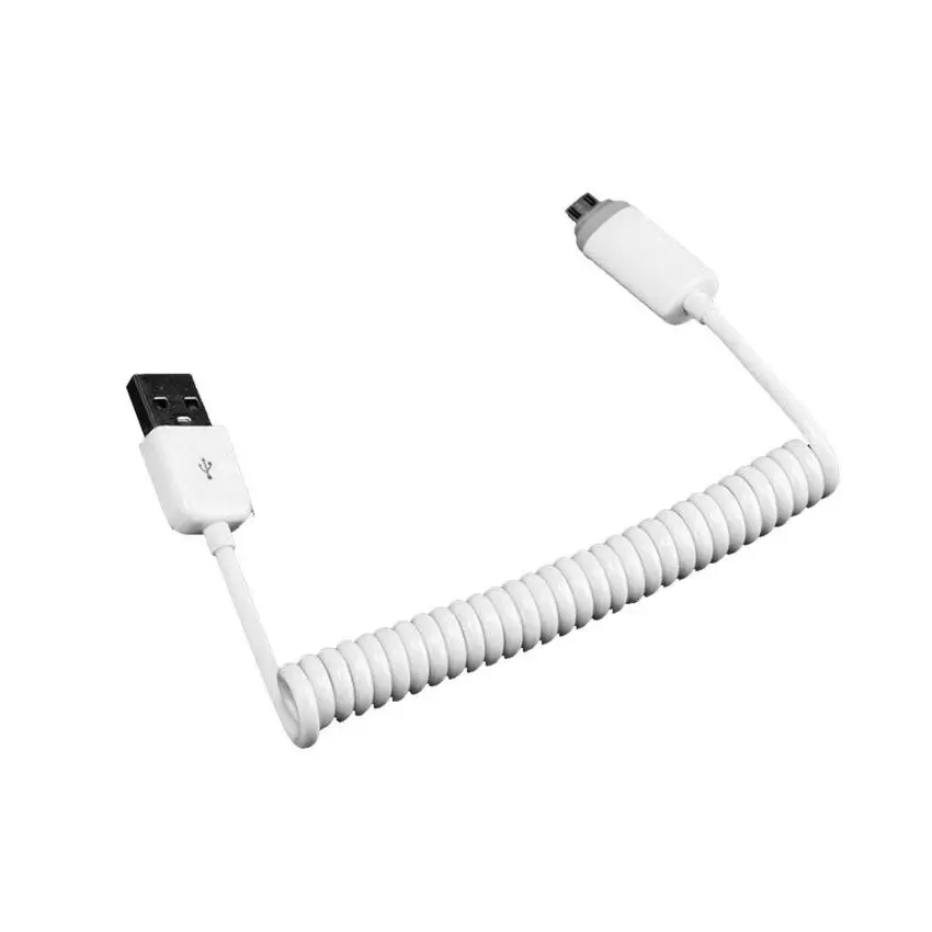 Спиральный USB2.0 A штекер для Micro USB B 5Pin адаптер пружинный кабель шнур 1 метр|Кабели