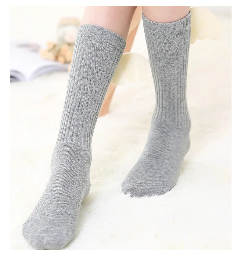 New Products Korean-style Double Needles Combed Cotton Wing Bunching Socks Boneless Seam Head Cotton Socks Children Medeum Hight
