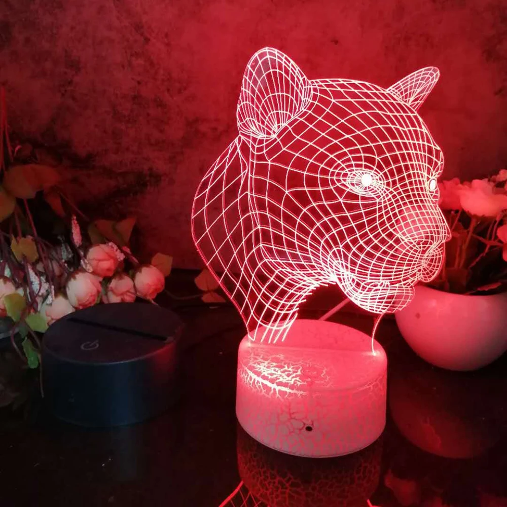 3D светодиодный ночсветильник Molezu в виде головы леопарда на Хэллоуин украшение