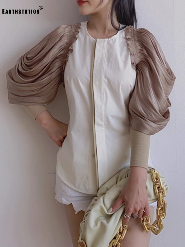 Free Shipping Contrasting Color Frills Puff