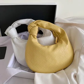 

Weave Knotted Croissant Totes Bags For Women Folds Dumpling Handbags Women Cloud Shoulder Bags Knit Pleated Female Hand Bags New