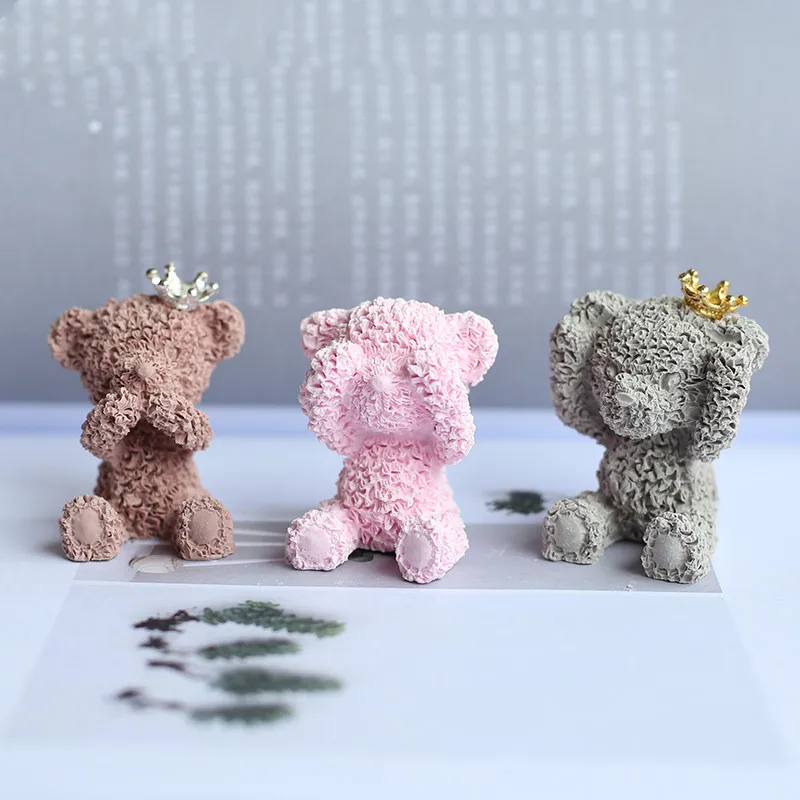 3D силиконовая форма «Медведь» diy Геометрическая стерео форма медведя зеркальная силиконовая форма украшение орнамент форма