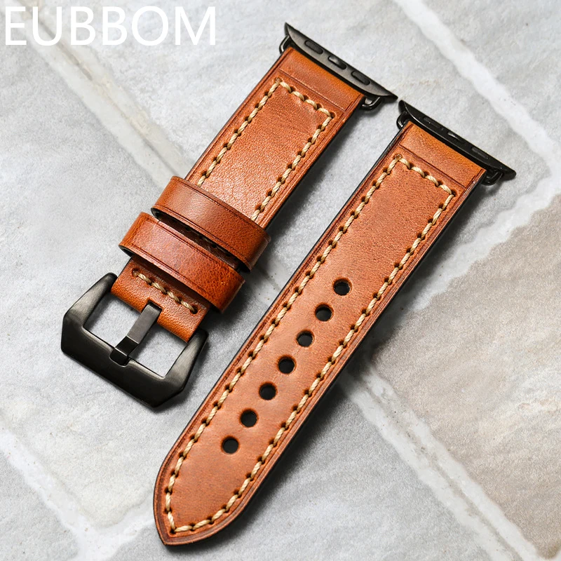

For iwatch band leather strap 44MM 42MM tree cream leather 6/2/1/5/4/3 generation leather strap for apple watch bands