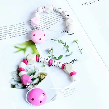 

Fashion Cute Wooden Pacifier Chains Personality Handmade Pacifier Clips Holder Chain Baby Teether Teething Chain Kids Toys