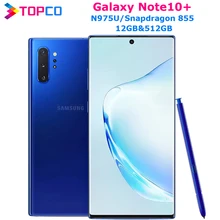 Samsung Galaxy Note10+ Note10 Plus N975U Original Mobile Phone Snapdragon 855 Octa Core 6.8" Dual 16MP&Dual 12MP 12GB RAM&512GB