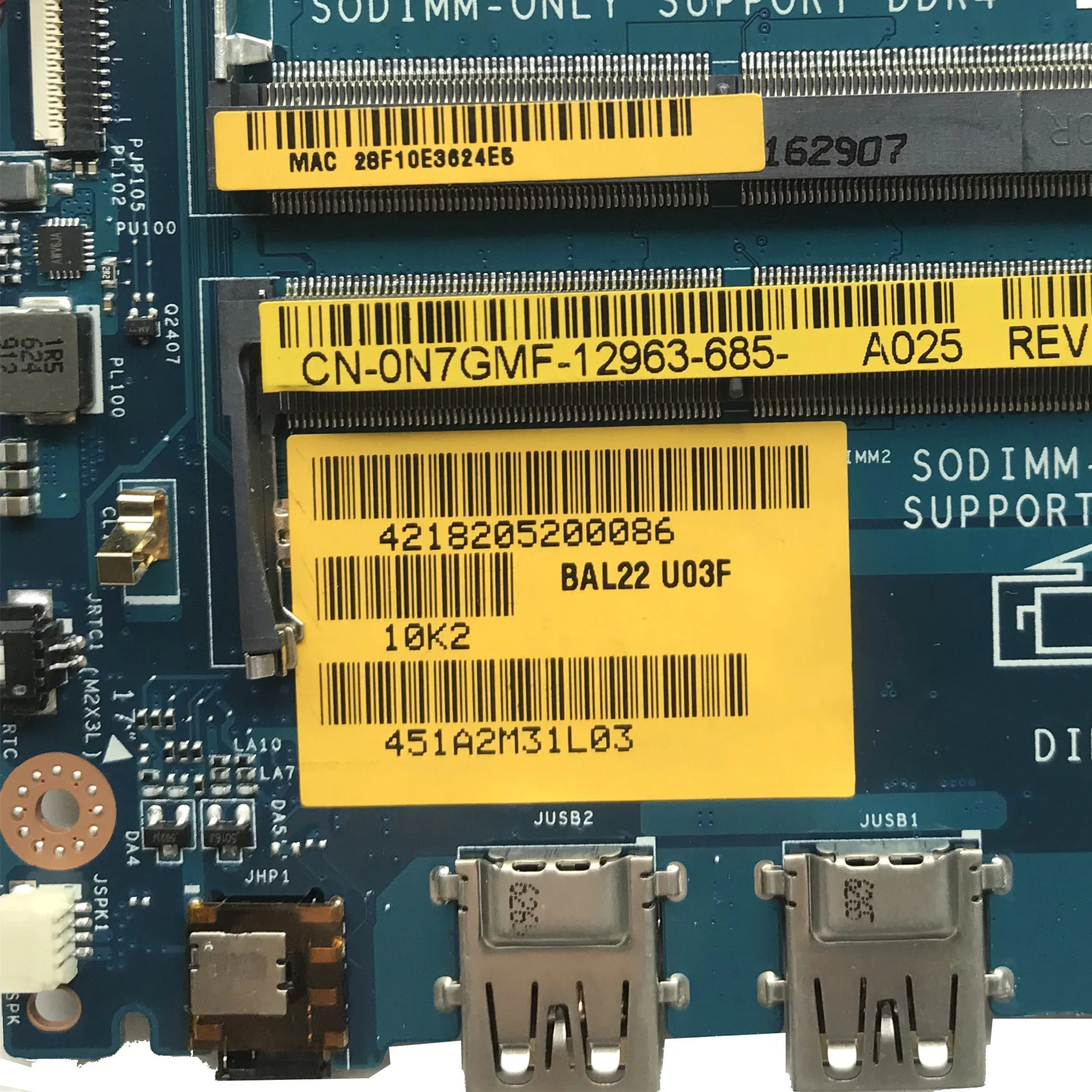 Для Dell Inspiron 15 5565 материнская плата для ноутбука CN-0N7GMF 0N7GMF DDR4 BAL22 LA-D803P с A12-9700P процессором протестированная Быстрая