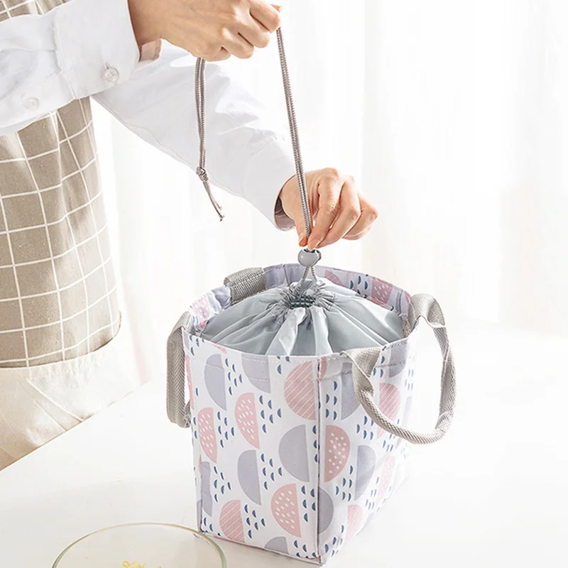 Drawstring Lunch Bag Insulation Fresh-keeping Waterproof Portable Outdoor Picnic Bag FOU99