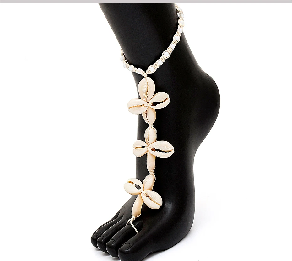 SHIXIN Bohemian Sea Shell Anklets Bracelet for Ankle Charms Summer Seashell Anklet for Women Fashion Bracelet on the Leg