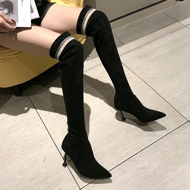 kitten heel thigh high boots