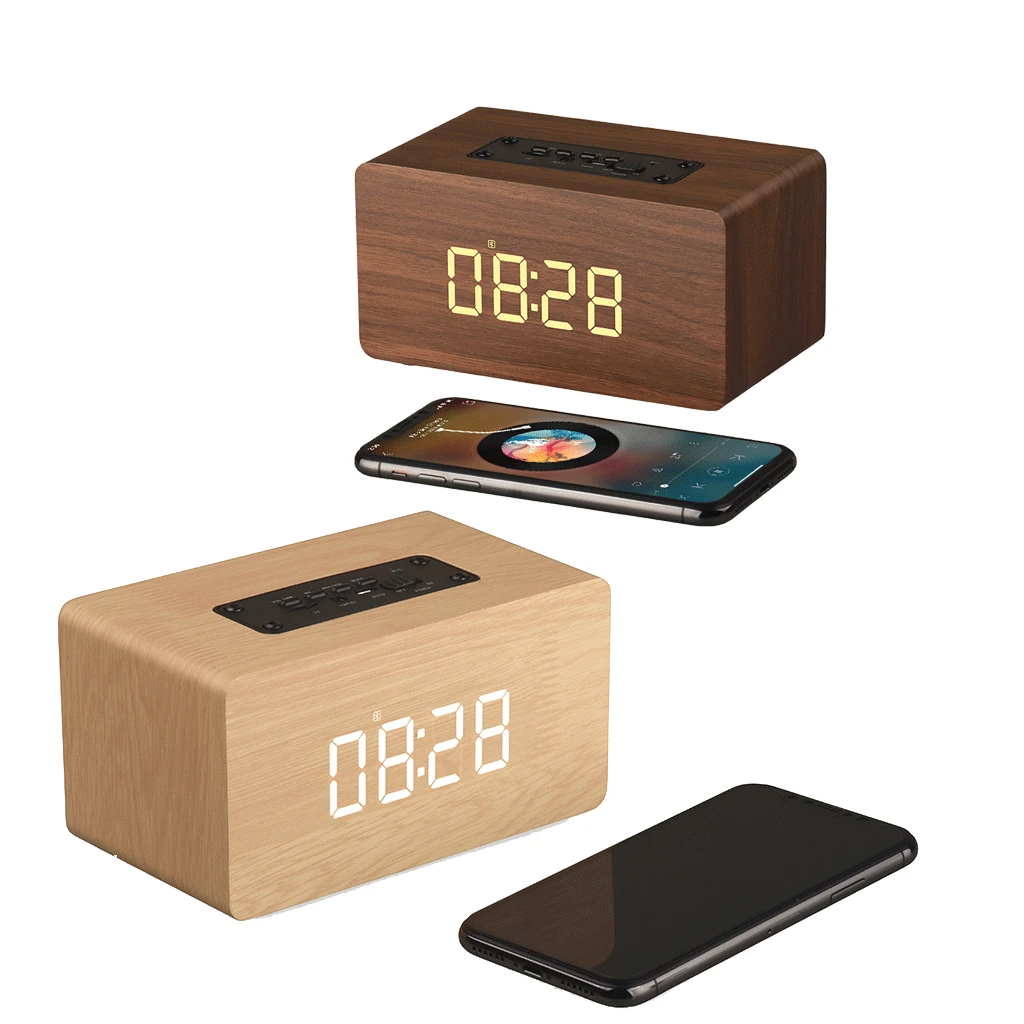 

Wooden Clock type Bluetooth Speaker Wireless Retro Bluetooth Speaker 3D
