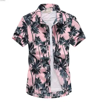 

Fast drying Plus Size Asian Size M-5XL Summer Casual Floral Beach Shirts For Men Fashion Mens Short Sleeve Hawaiian Shirt