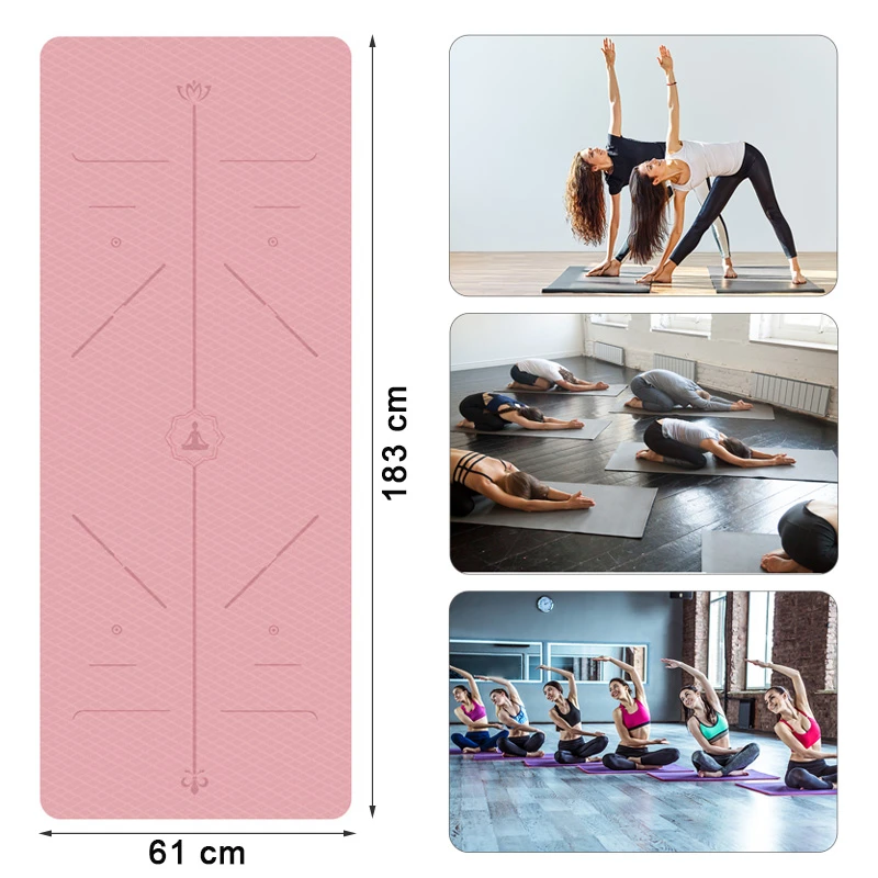 Yoga Mats Non Slip Fitness Mat For Beginner Environmental Gymnastics Mats 183X61CM TPE Position Line Super Light Gym Pilates New
