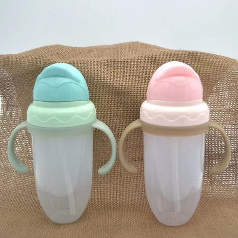

Children's 250ml straw cup children's learning duckbill plastic training cup with handle