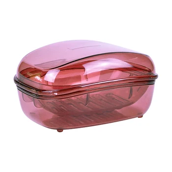 

2pcs Fast Drain Hotel Bathroom Double Layer Soap Case Solid Portable Shower Transparent Plastic Container Box For Home Anti Slip