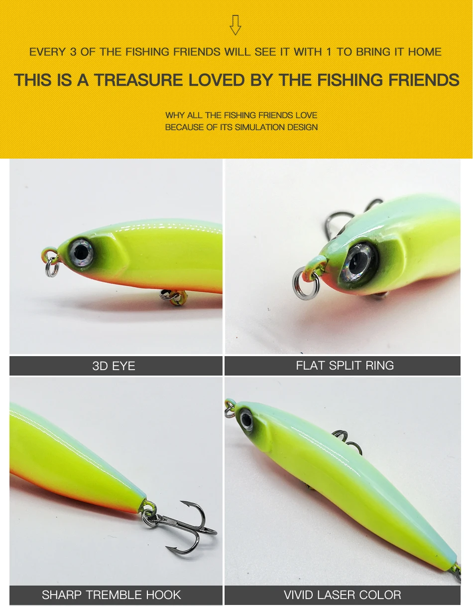 2021 New Arrivals Fishing Bait TP160 Full Depth 70MM 13G 7 Various Colors High Quality Hooks Sinking Pencil Lures For Fishing