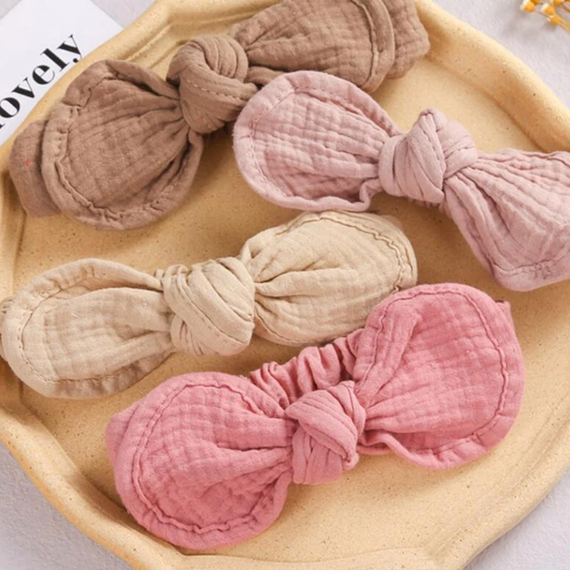 Super Soft Headband for Baby Girls Bunny Ear Turban Children Headwrap Newborn Bow Hair Accessories Bow Knot Cotton Kids Bandeau children solid color double bowknot bunny ears headband baby big bow daisy flower headband turban kids headwrap flower bandeau