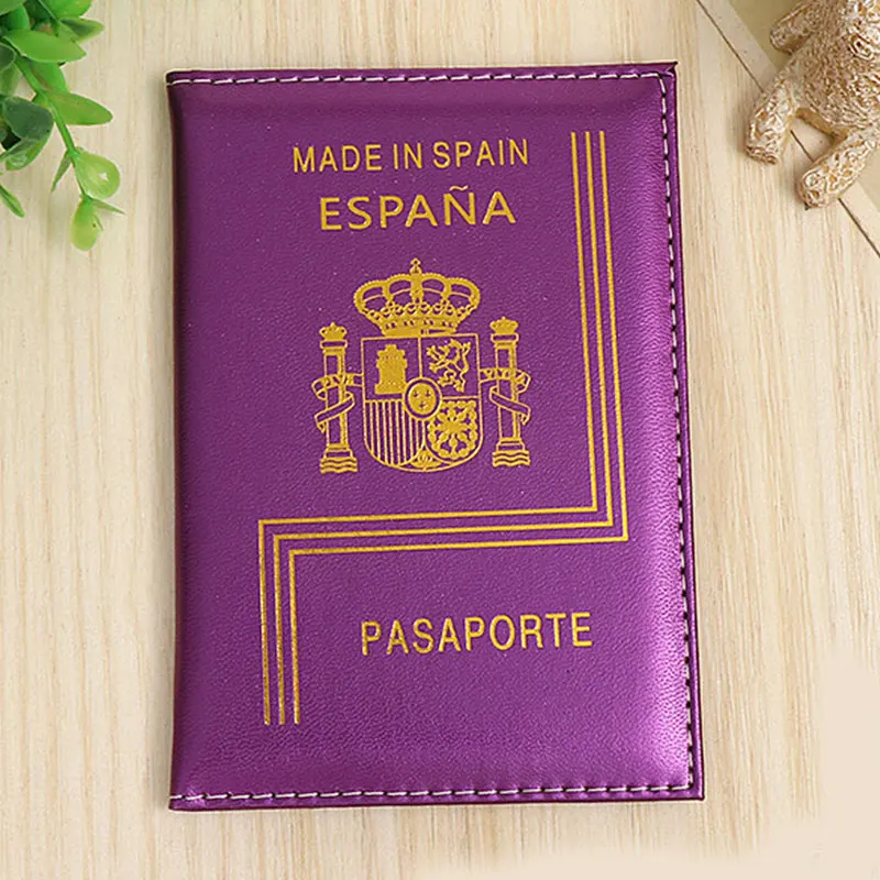 Испанская Обложка для паспорта, защита для карт, дорожный кошелек, Бизнес ID держатель для карт из искусственной кожи, яркие цвета, аксессуары для путешествий - Цвет: Фиолетовый