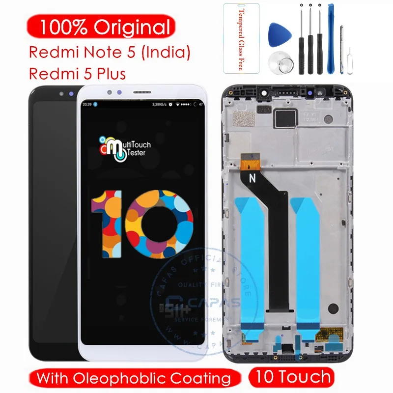 Оригинальный индийский ЖК дисплей для Xiaomi Redmi Note 5 + рамка 10 сенсорный экран Plus