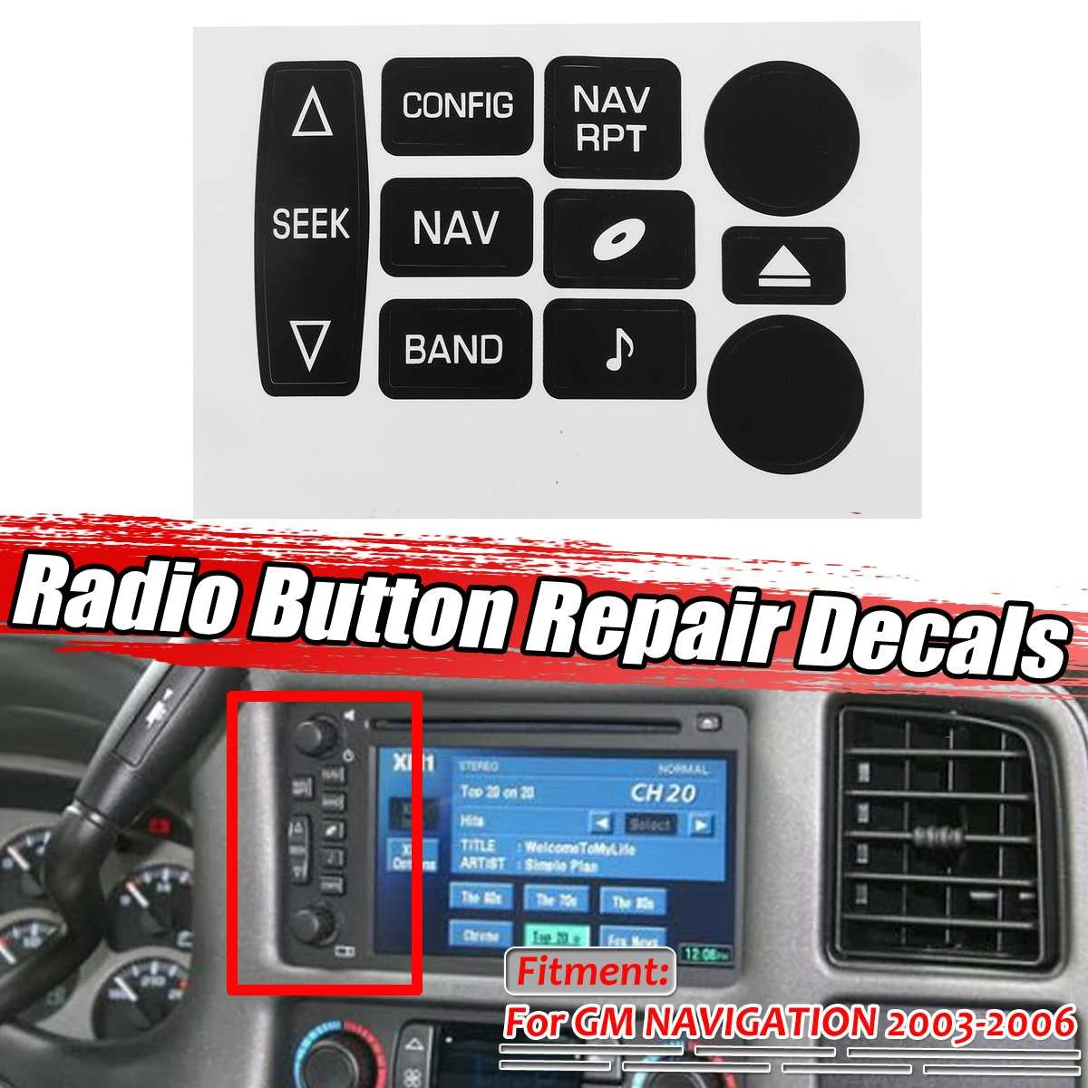 Car Radio Button Repair Decals Stickers For Yukon Tahoe Suburban For GM