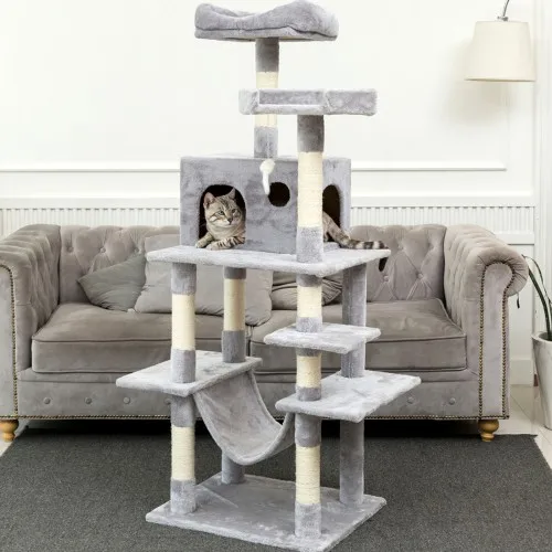 

TTLIFE Cat Tree House with Sisal-Covered Scratcher Posts Plush Perches and Condo Activity Center Cat Tower Furniture for Pets
