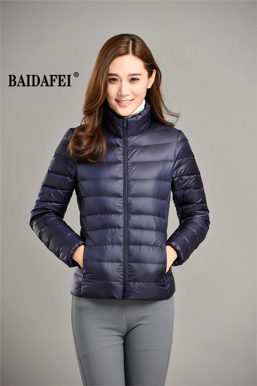 Women's Short Slim Fit Puffer Jacket 2023 New Spring Stand Collar Ultra Light Weight Portable Windproof White Duck Down Coat