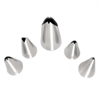 

Cupcake Decoration Tool Cake Nozzles Fondant Flower Stainless Steel Russian Ball Icing Piping Flower Mouth Set Torch Shape 5pcs