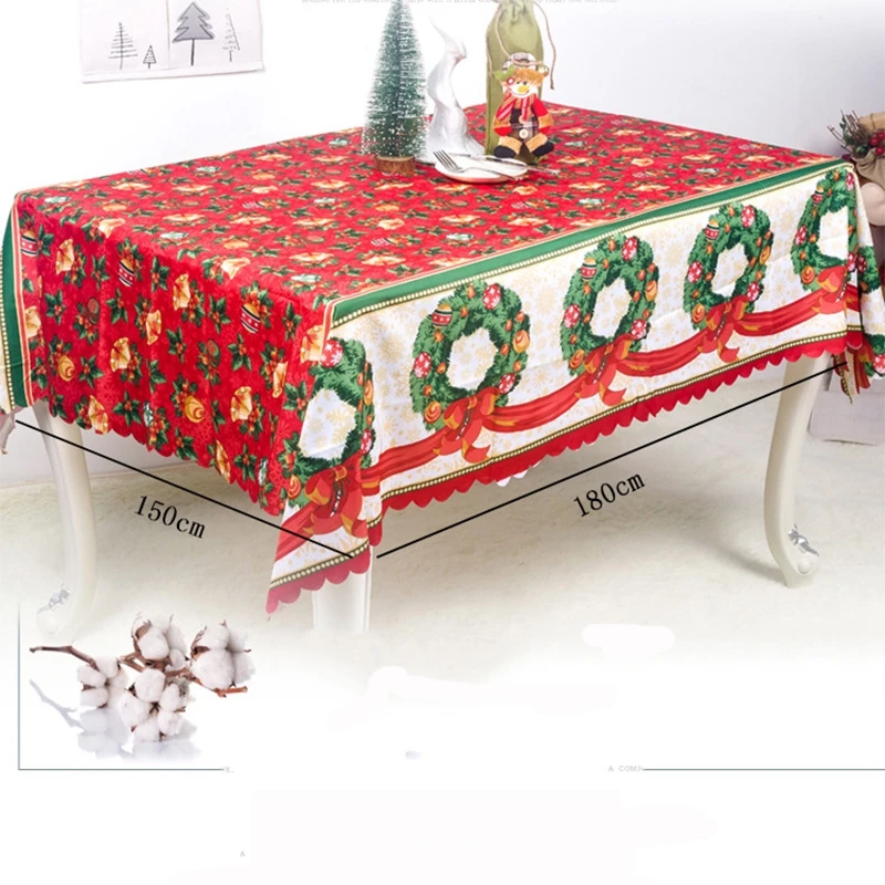 

180*150cm Christmas White Table Cloth Beautiful Christmas Flowers Rectangular Table Cloth Tablecloths New Year decor supplies