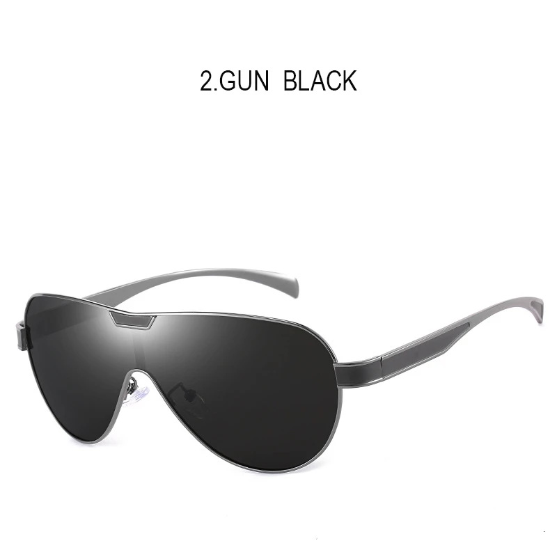 Акула парус дизайн Новые Алюминиевые мужские брендовые солнцезащитные очки HD поляризованные мужские солнцезащитные очки интегрированные линзы очки Gafas De Sol - Цвет линз: 2.GUN  BLACK